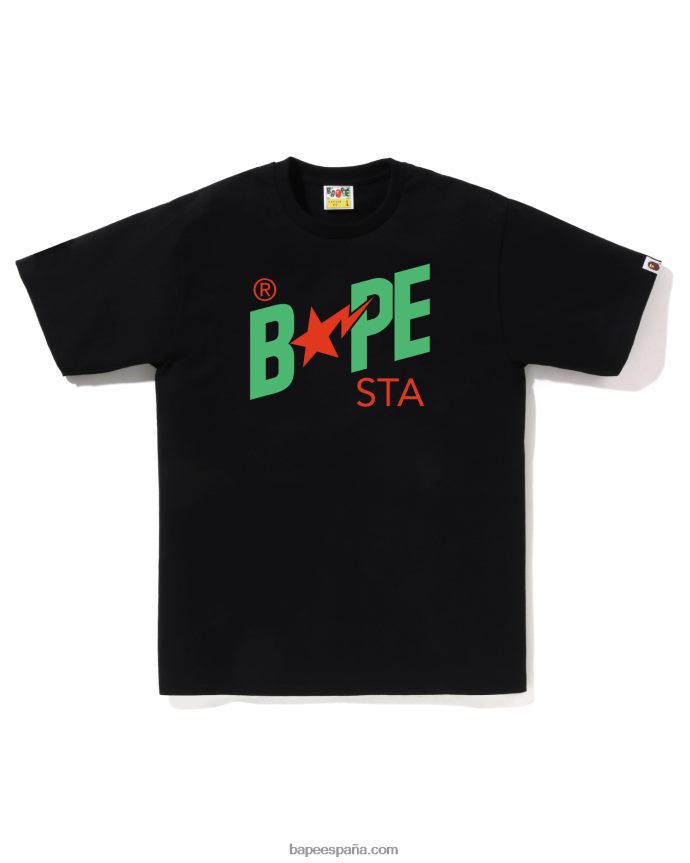 hombres A Bathing Ape camiseta con logo de colores 288PLL40 negro