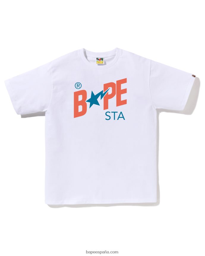 hombres A Bathing Ape camiseta con logo de colores 288PLL43 blanco