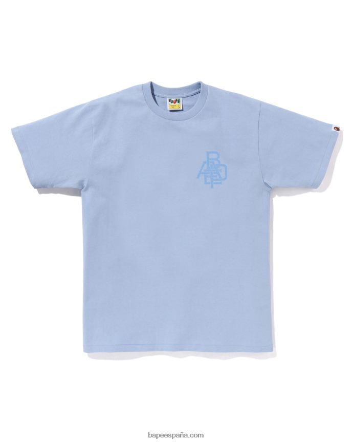 hombres A Bathing Ape camiseta con logo de pigmento 288PLL157 cielo azul