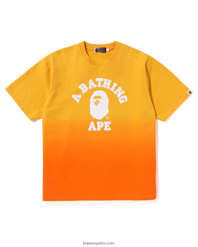 hombres A Bathing Ape camiseta de ajuste relajado de graduación universitaria 288PLL176 naranja