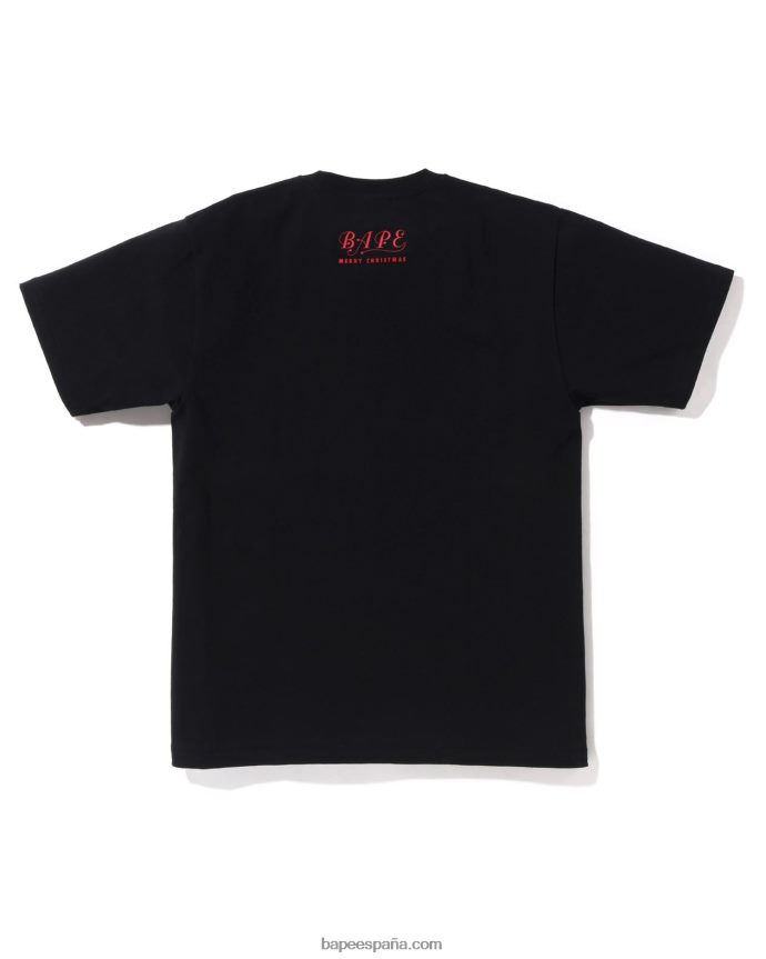 hombres A Bathing Ape camiseta de cabeza de navidad 288PLL147 negro