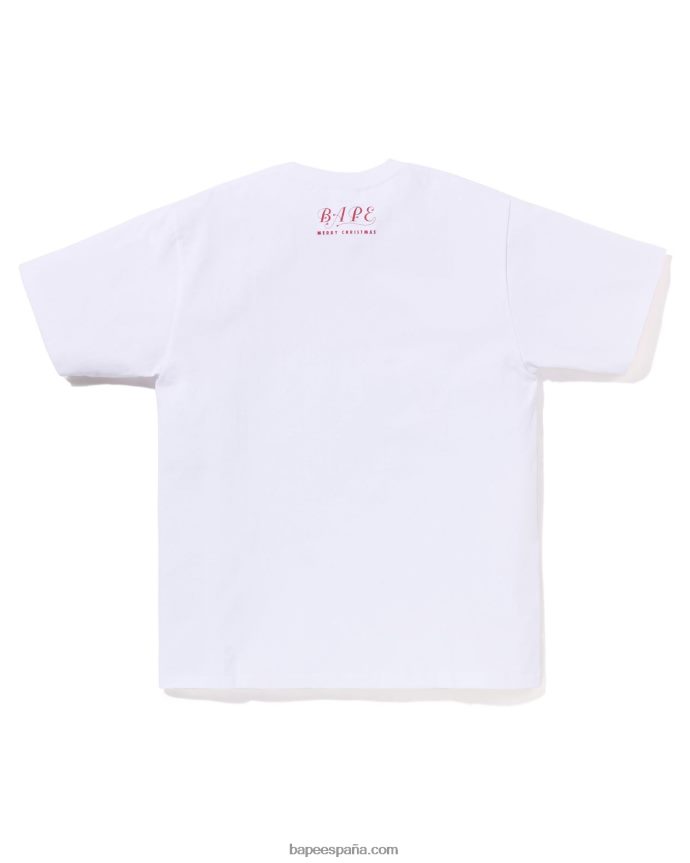 hombres A Bathing Ape camiseta de cabeza de navidad 288PLL148 blanco