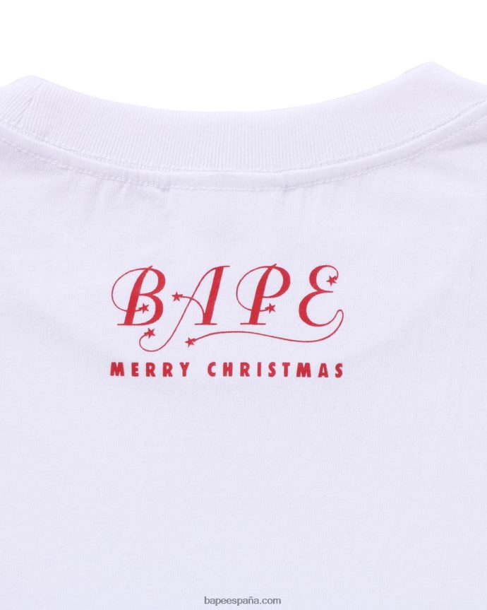 hombres A Bathing Ape camiseta de cabeza de navidad 288PLL148 blanco