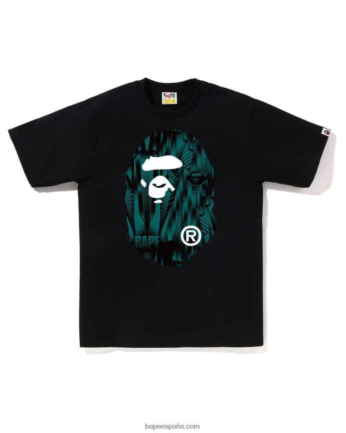 hombres A Bathing Ape camiseta de cabeza grande de corredor de velocidad 288PLL267 negro