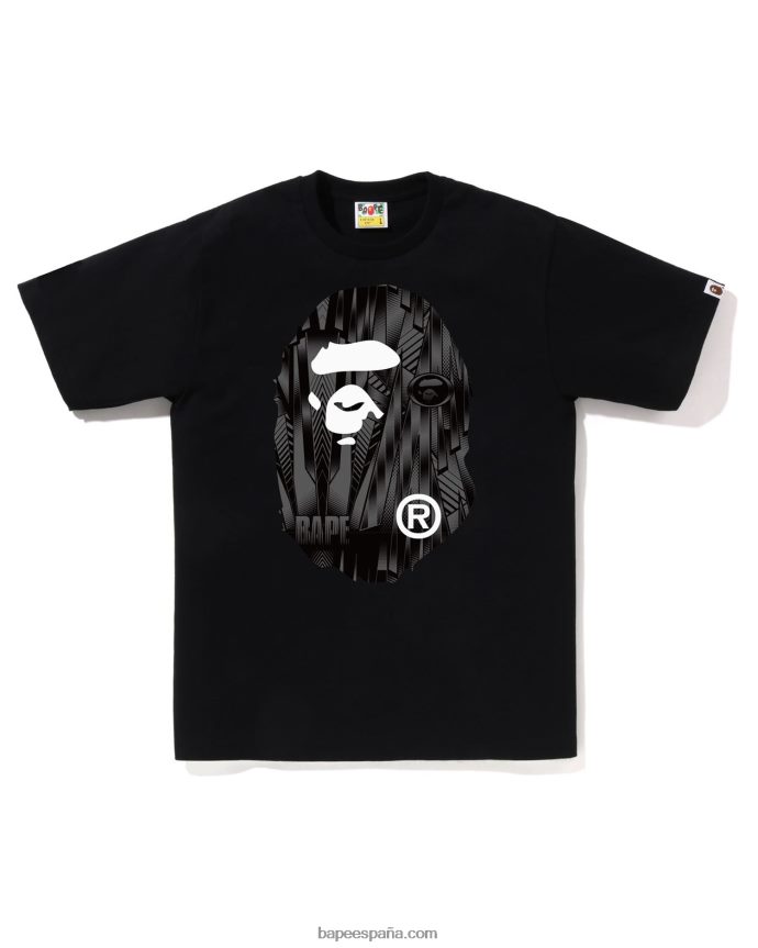 hombres A Bathing Ape camiseta de cabeza grande de corredor de velocidad 288PLL268 negro