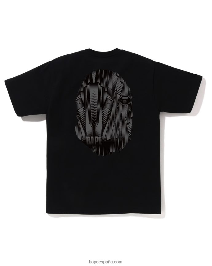 hombres A Bathing Ape camiseta de cabeza grande de corredor de velocidad 288PLL268 negro