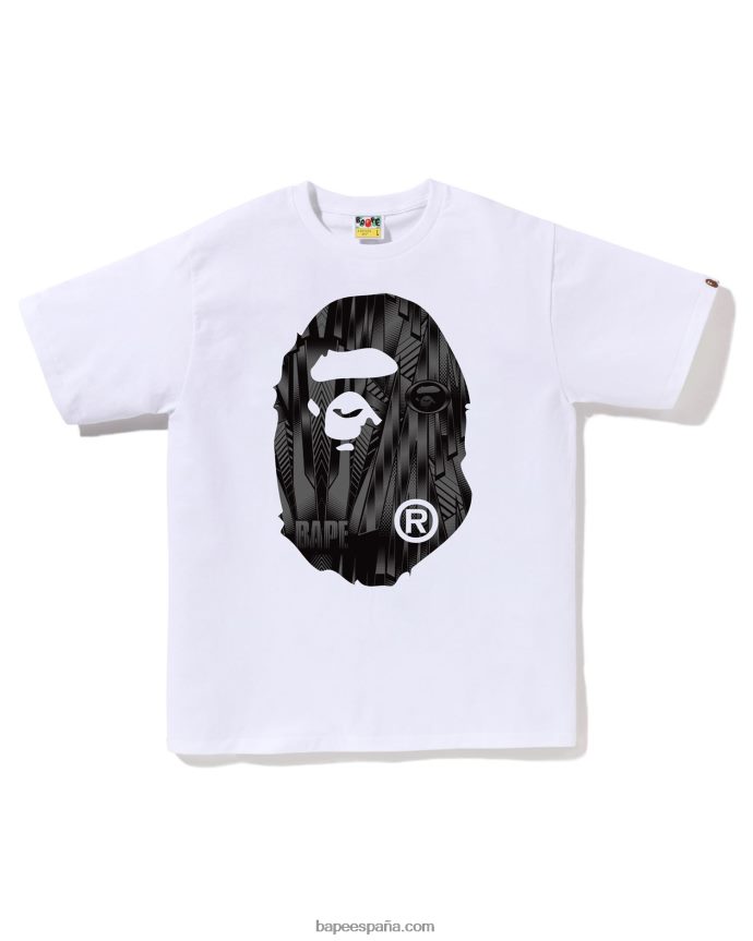 hombres A Bathing Ape camiseta de cabeza grande de corredor de velocidad 288PLL269 blanco