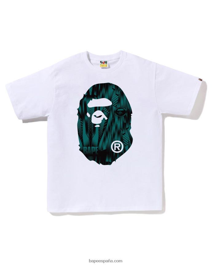 hombres A Bathing Ape camiseta de cabeza grande de corredor de velocidad 288PLL270 blanco