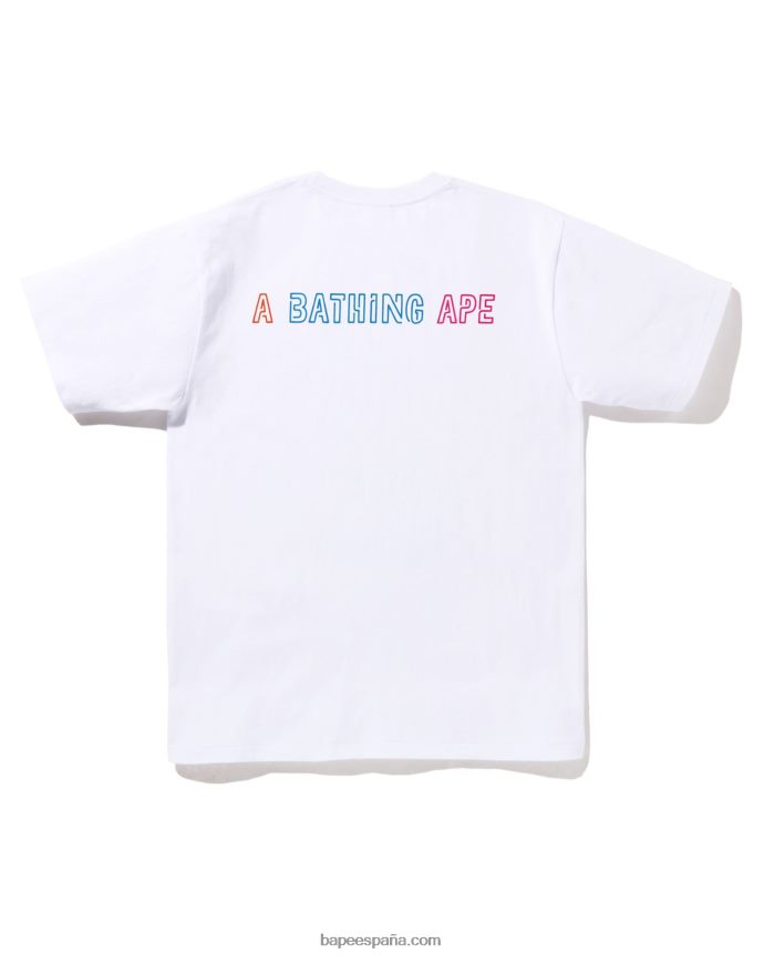 hombres A Bathing Ape camiseta de calavera mexicana de neón de halloween 288PLL379 blanco