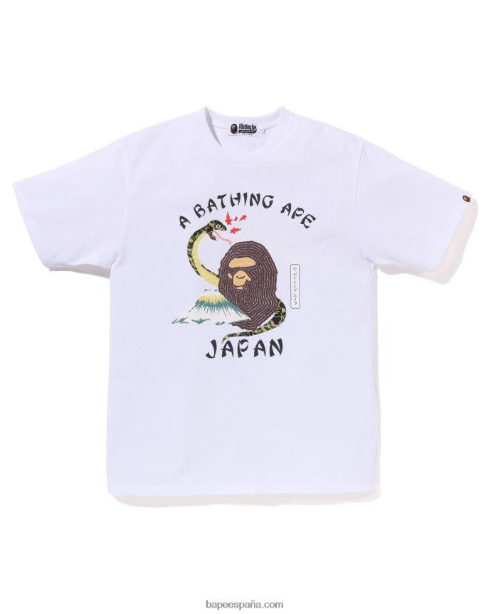 hombres A Bathing Ape camiseta de la cultura japonesa 288PLL115 blanco