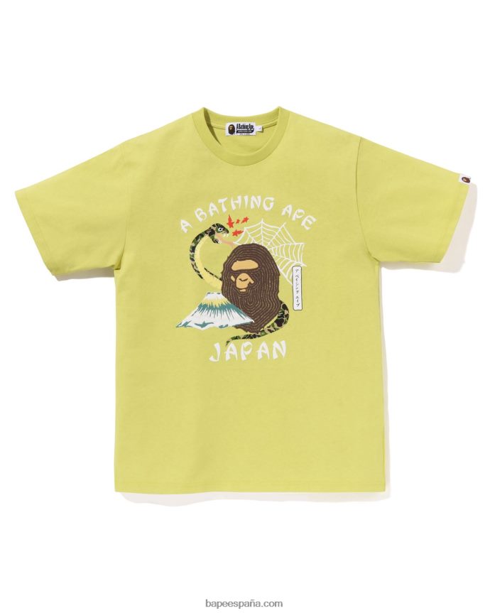 hombres A Bathing Ape camiseta de la cultura japonesa 288PLL116 amarillo pastel