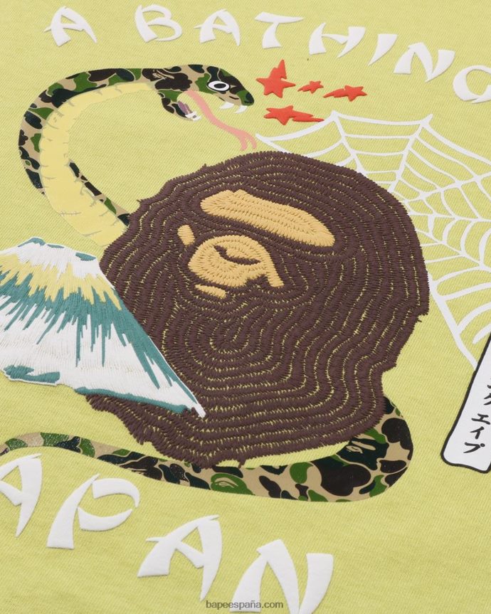 hombres A Bathing Ape camiseta de la cultura japonesa 288PLL116 amarillo pastel