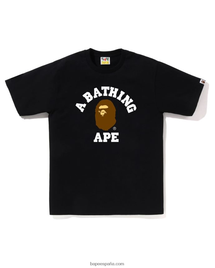 hombres A Bathing Ape camiseta de la universidad 288PLL244 negro