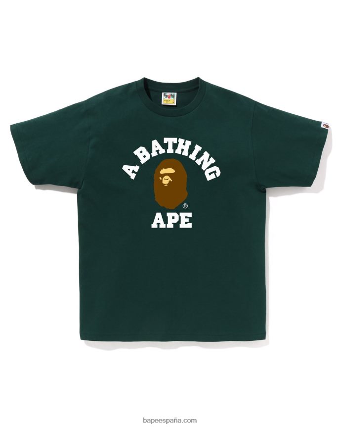 hombres A Bathing Ape camiseta de la universidad 288PLL245 ejercito verde