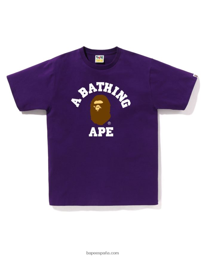 hombres A Bathing Ape camiseta de la universidad 288PLL246 púrpura