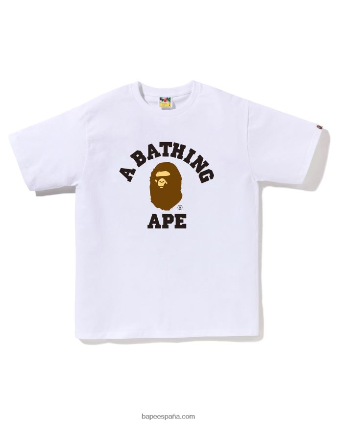hombres A Bathing Ape camiseta de la universidad 288PLL247 blanco