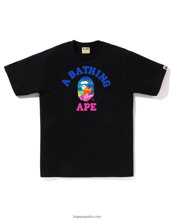 hombres A Bathing Ape camiseta de playa al atardecer 288PLL69 negro
