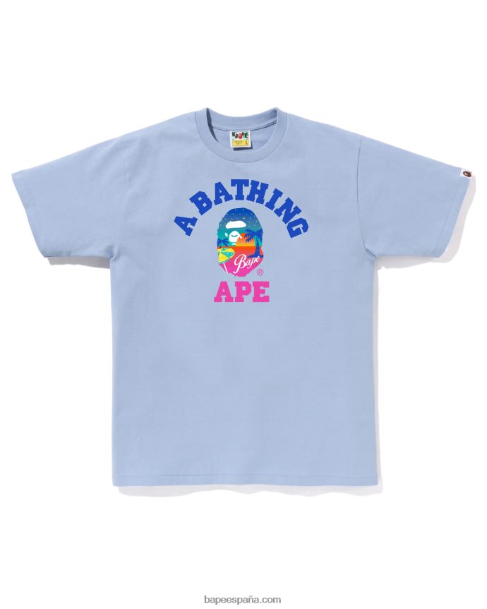 hombres A Bathing Ape camiseta de playa al atardecer 288PLL70 azul claro