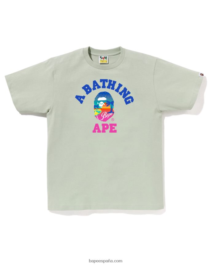 hombres A Bathing Ape camiseta de playa al atardecer 288PLL71 verde claro