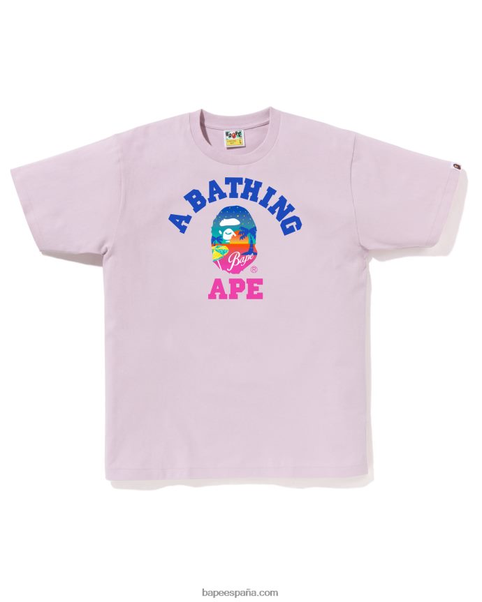 hombres A Bathing Ape camiseta de playa al atardecer 288PLL72 lila pastel