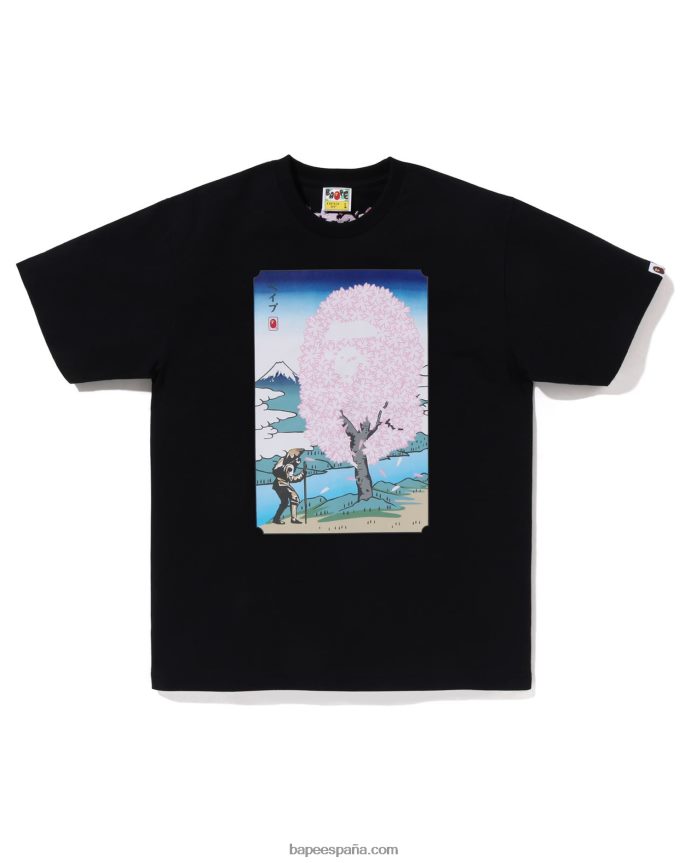 hombres A Bathing Ape camiseta de sakura 288PLL216 negro