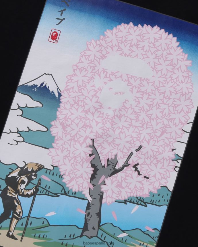 hombres A Bathing Ape camiseta de sakura 288PLL216 negro