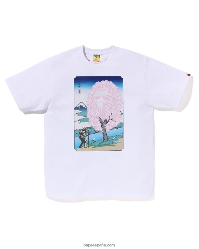 hombres A Bathing Ape camiseta de sakura 288PLL217 blanco