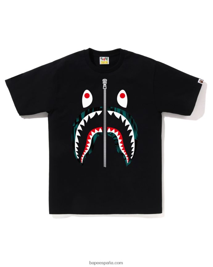 hombres A Bathing Ape camiseta de tiburón corredor de velocidad 288PLL274 negro