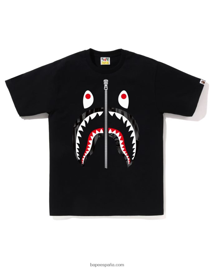 hombres A Bathing Ape camiseta de tiburón corredor de velocidad 288PLL275 negro