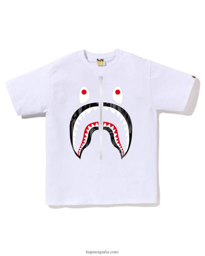 hombres A Bathing Ape camiseta de tiburón corredor de velocidad 288PLL276 blanco