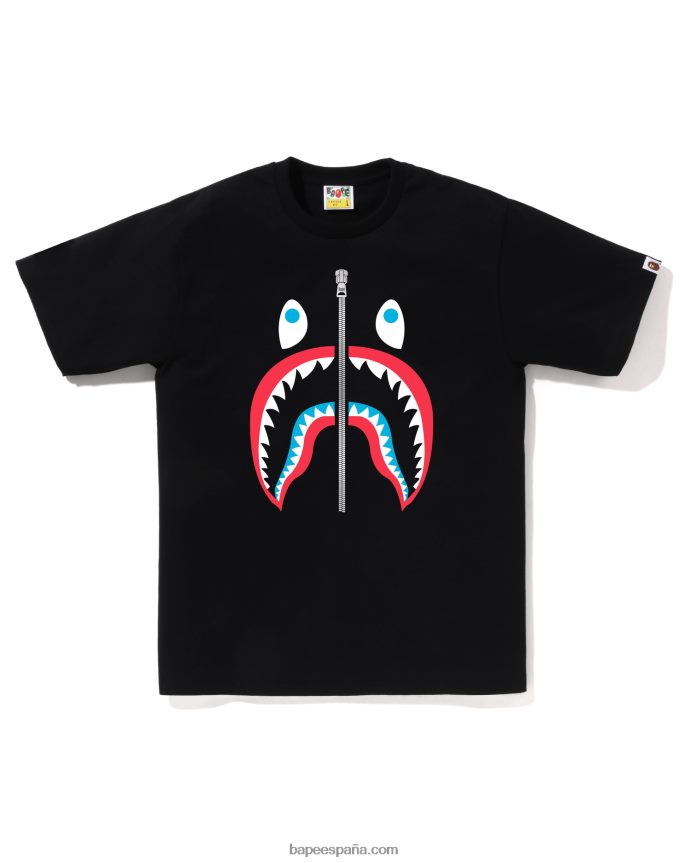 hombres A Bathing Ape camiseta de tiburón de colores 288PLL26 negro