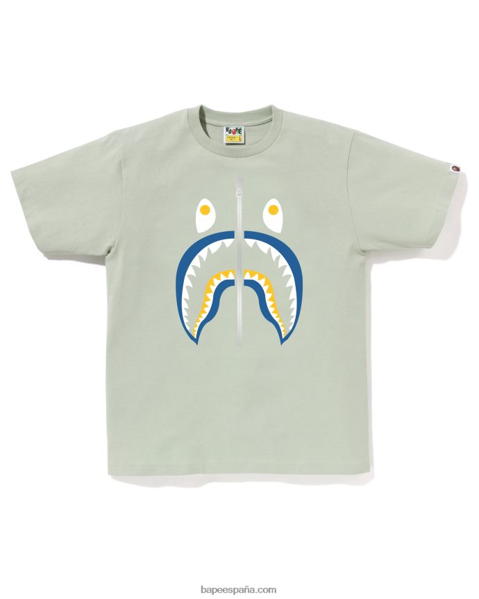 hombres A Bathing Ape camiseta de tiburón de colores 288PLL28 ejercito verde