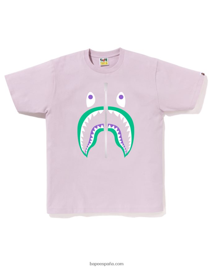 hombres A Bathing Ape camiseta de tiburón de colores 288PLL29 lila pastel