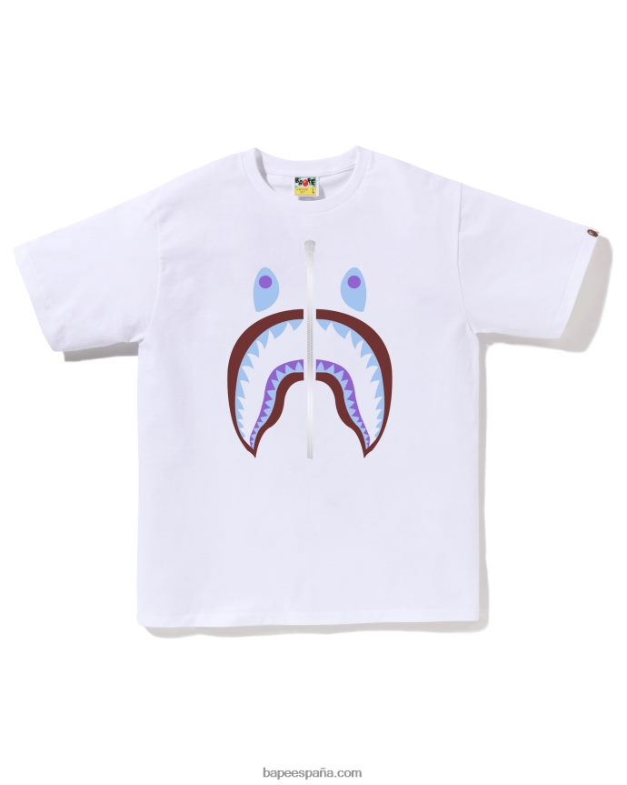 hombres A Bathing Ape camiseta de tiburón de colores 288PLL30 blanco
