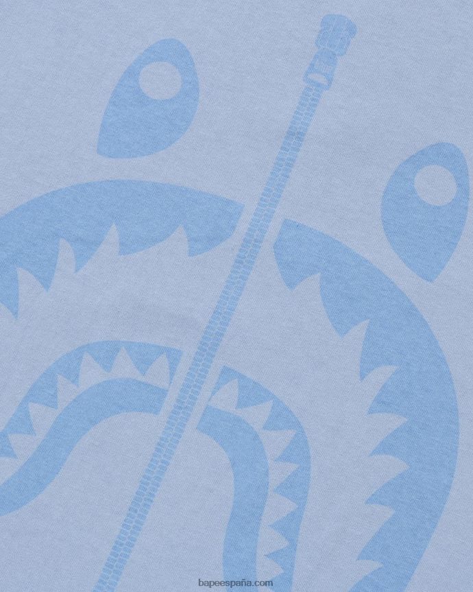 hombres A Bathing Ape camiseta de tiburón de pigmento 288PLL280 azul claro