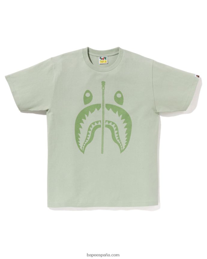 hombres A Bathing Ape camiseta de tiburón de pigmento 288PLL281 verde claro