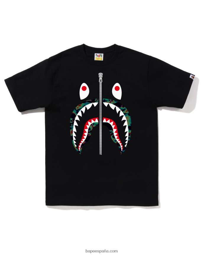 hombres A Bathing Ape camiseta de tiburón de termografía 288PLL345 negro