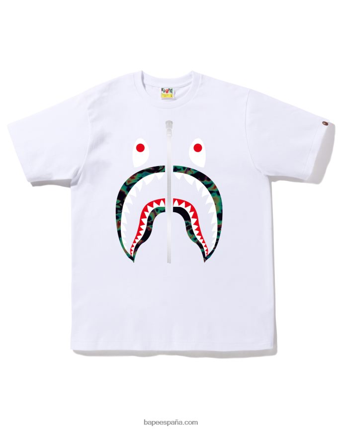 hombres A Bathing Ape camiseta de tiburón de termografía 288PLL346 blanco