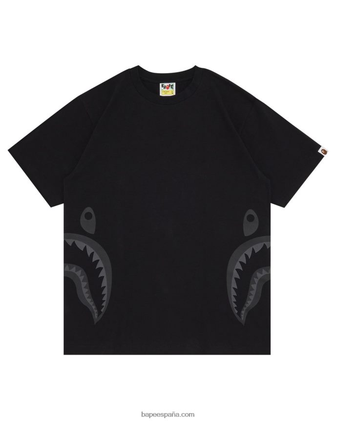 hombres A Bathing Ape camiseta de tiburón lateral 288PLL321 negro