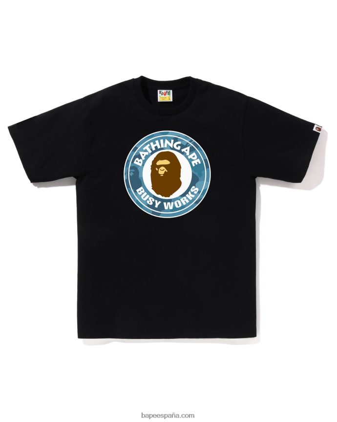 hombres A Bathing Ape camiseta de trabajo ocupado de camuflaje de panal 288PLL66 negro