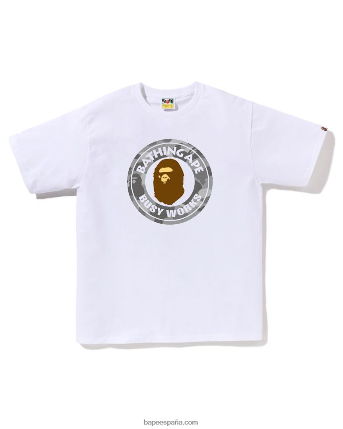 hombres A Bathing Ape camiseta de trabajo ocupado de camuflaje de panal 288PLL67 blanco