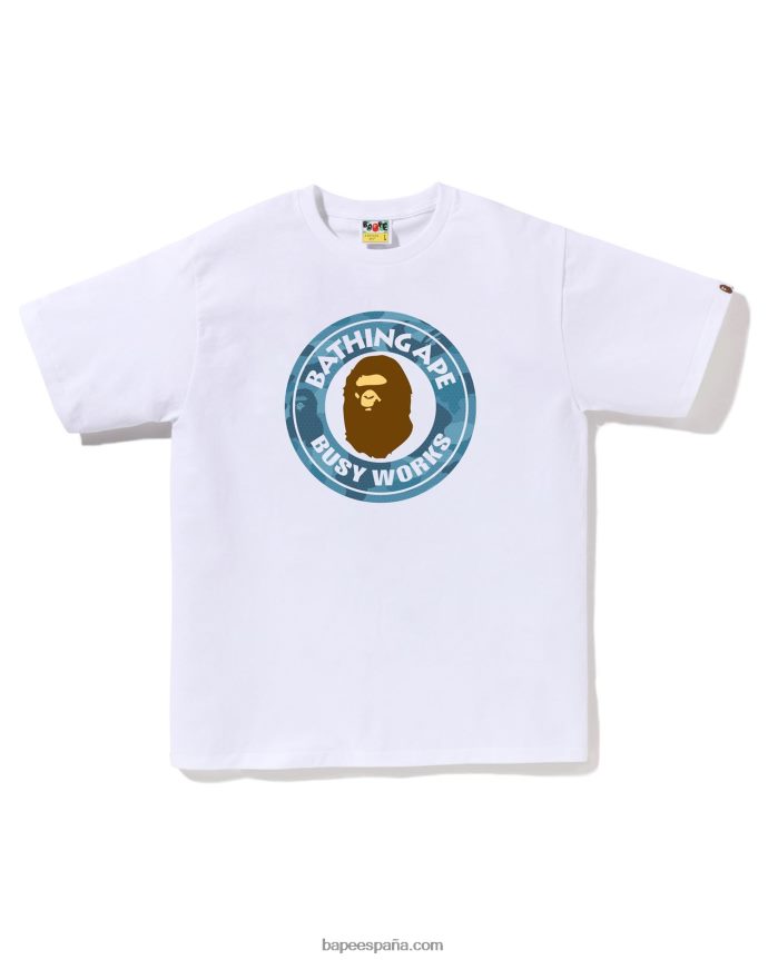 hombres A Bathing Ape camiseta de trabajo ocupado de camuflaje de panal 288PLL68 blanco