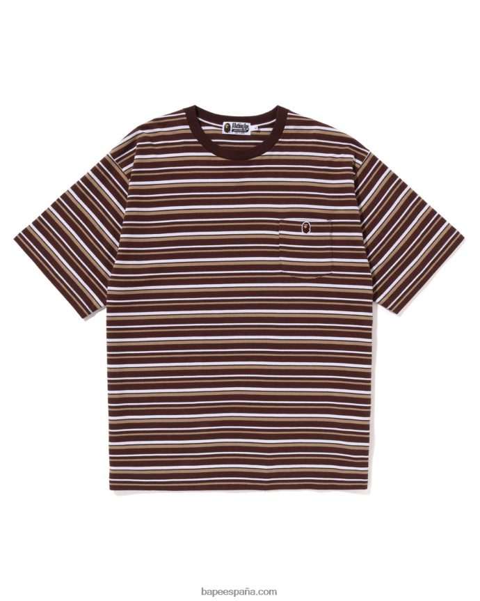 hombres A Bathing Ape camiseta hoop one point de ajuste holgado 288PLL117 marrón
