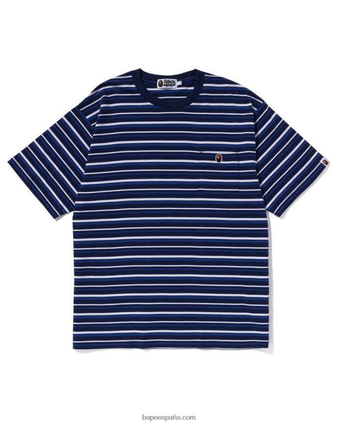 hombres A Bathing Ape camiseta hoop one point de ajuste holgado 288PLL119 azul