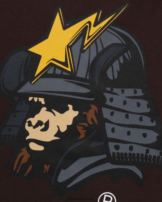 hombres A Bathing Ape camiseta kabuto general 288PLL123 marrón