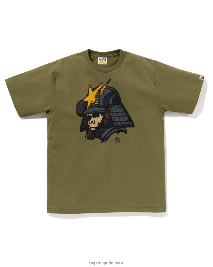 hombres A Bathing Ape camiseta kabuto general 288PLL124 Musgo Verde