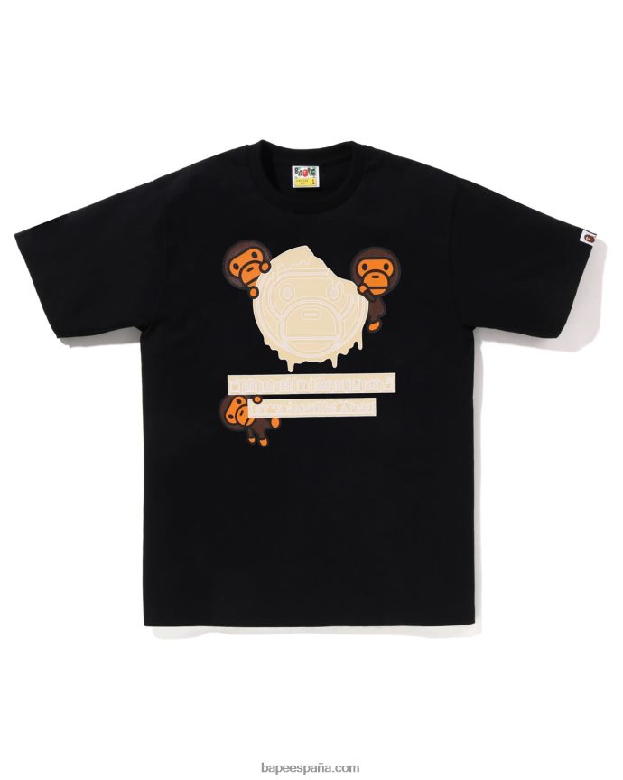 hombres A Bathing Ape camiseta milo bebé chocolate san valentín 288PLL311 negro