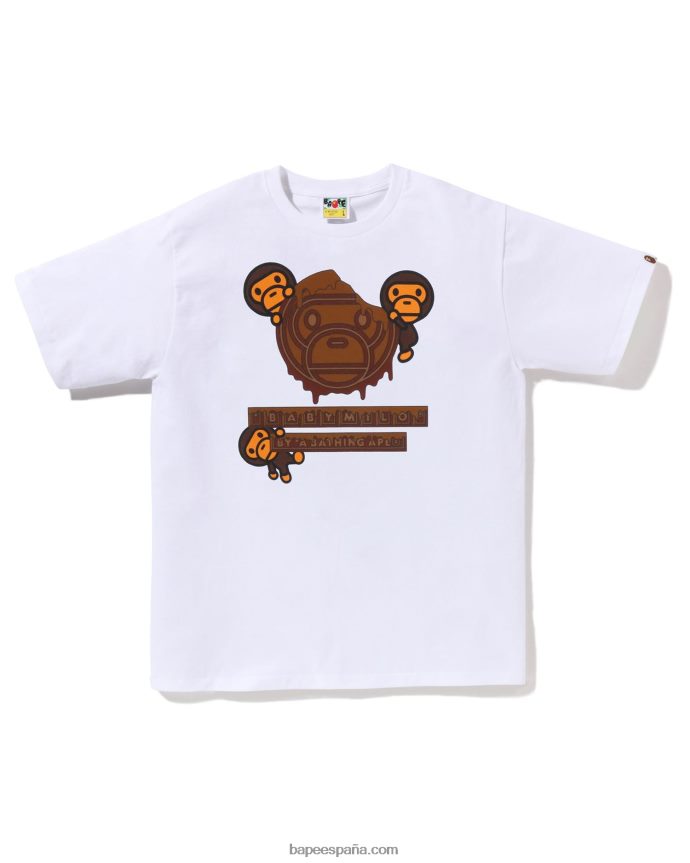 hombres A Bathing Ape camiseta milo bebé chocolate san valentín 288PLL312 blanco