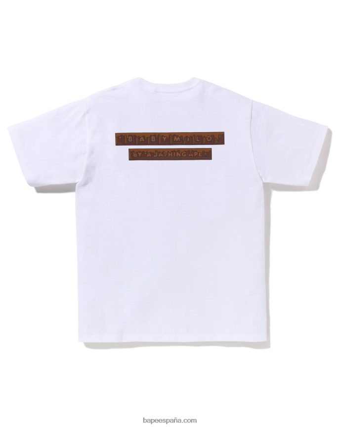 hombres A Bathing Ape camiseta milo bebé chocolate san valentín 288PLL312 blanco