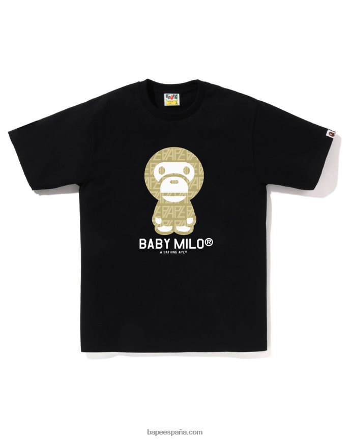 hombres A Bathing Ape camiseta milo bebé con monograma del logo 288PLL196 negro